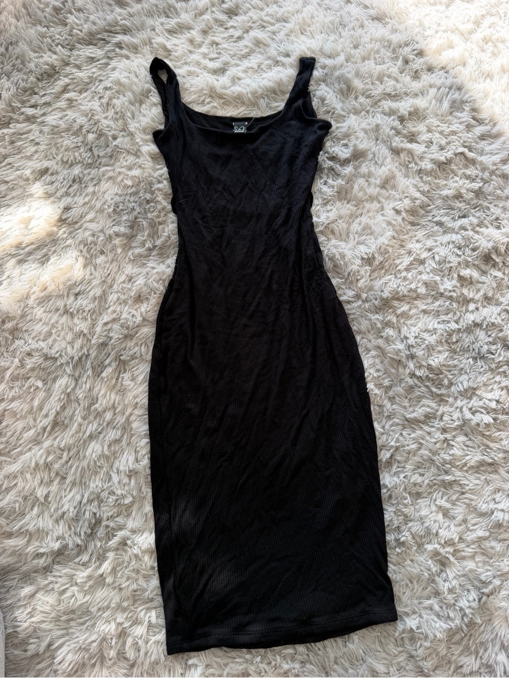 Classic Black Ribbed Tank Dress - Women's Slim Fit
